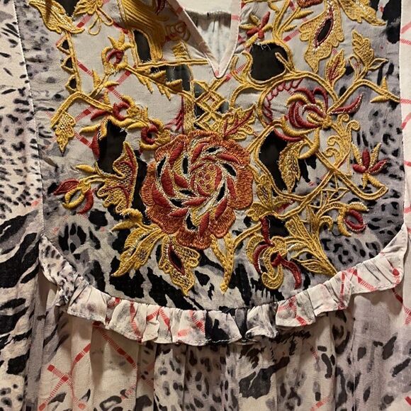 Anthropologie Embroidered Leopard Print Top - Picture 6 of 9